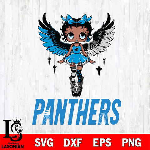 Carolina Panthers Anglel Black Fan Girl Betty Boop Svg Eps Dxf Png File, Digital Download, Instant Download