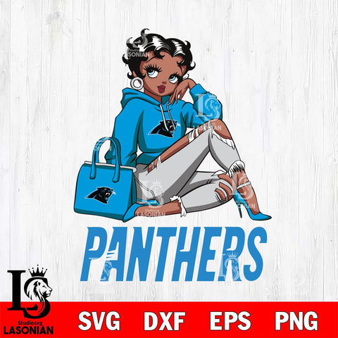 Carolina Panthers Awesome Black Fan Girl Betty Boop Svg Eps Dxf Png File, Digital Download, Instant Download