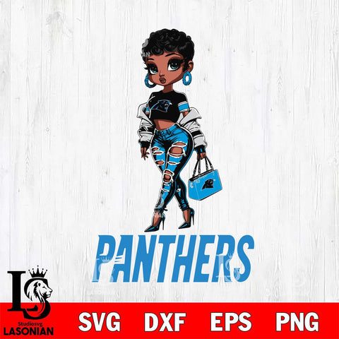 Carolina Panthers Beautiful Black Fan Girl Svg Eps Dxf Png File, Digital Download, Instant Download