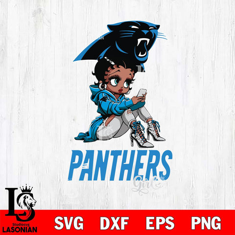 Carolina Panthers Beauty Black Fan Girl Football Svg Eps Dxf Png File, Digital Download, Instant Download