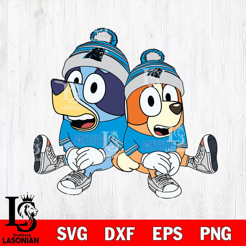 Carolina Panthers Bluey & Bingo Football Svg Eps Dxf Png File, NFL svg, Digital Download, Instant Download