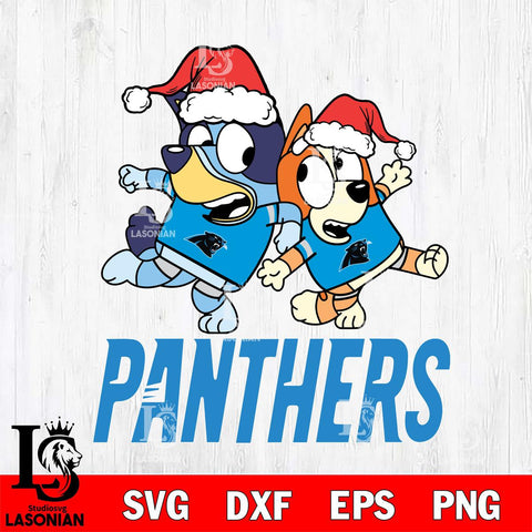 Carolina Panthers Bluey Christmas Holiday Svg Eps Dxf Png File, Digital Download