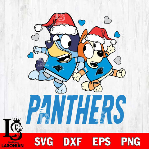 Carolina Panthers Bluey Christmas NFL Svg Eps Dxf Png File, Digital Download