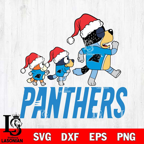 Carolina Panthers Bluey Family Christmas Svg Eps Dxf Png File, Digital Download