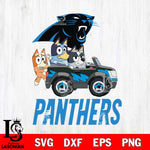 Carolina Panthers Bluey friends car Svg Eps Dxf Png File, NFL svg, Digital Download, Instant Download