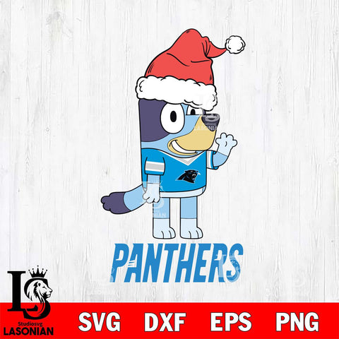 Carolina Panthers Christmas Bluey Say Hi Svg Eps Dxf Png File,Cut Svg Files, Digital File, Sublimation