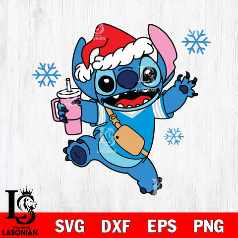 Carolina Panthers Christmas Stitch With Tumbler Svg Eps Dxf Png File, Digital Download, Instant Download