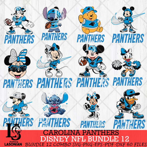 Carolina Panthers Disney NFL Bundle Svg PNG 12 Svg Eps Dxf Png File, Digital Download