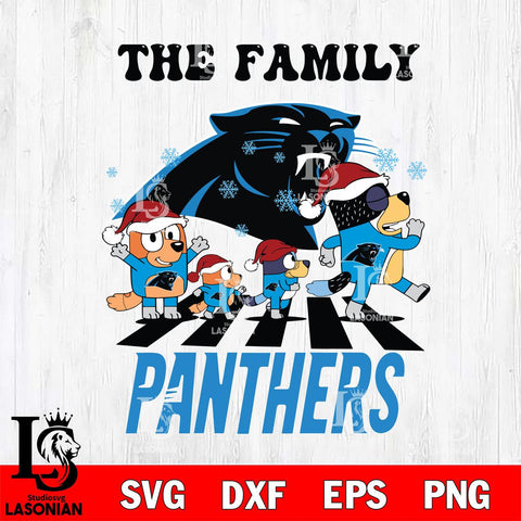 Carolina Panthers Family Bluey Christmas Svg Eps Dxf Png File, Digital Download