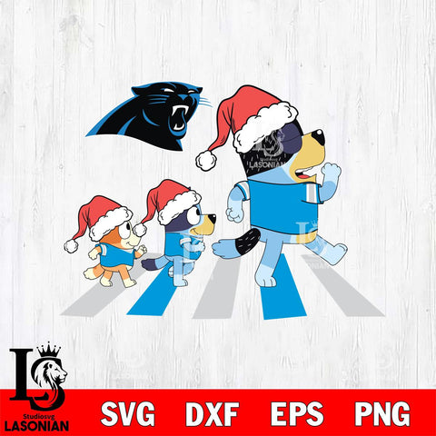 Carolina Panthers Family Bluey Walking Christmas Svg Eps Dxf Png File, Digital Download, Instant Download