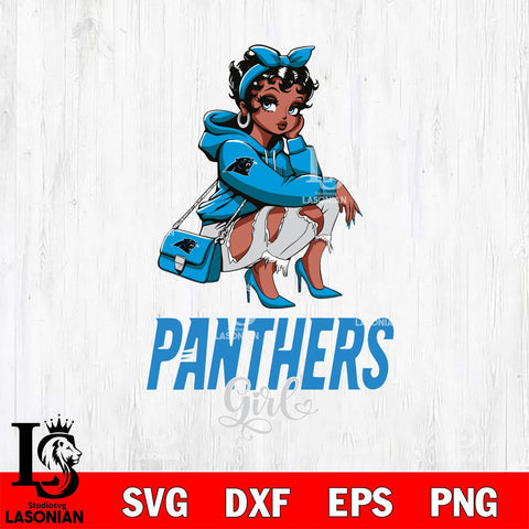 Carolina Panthers Fashion Black Fan Girl Betty Boop Svg Eps Dxf Png File, Digital Download, Instant Download