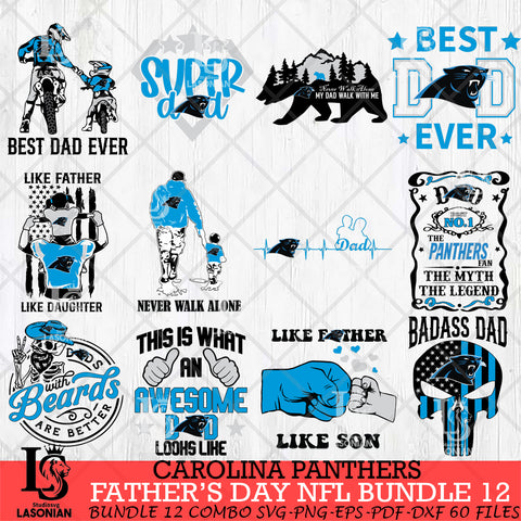 Carolina Panthers Fathers Day NFL Bundle 12 Svg Eps Dxf Png File, Digital Download, Instant Download