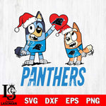 Carolina Panthers Love Bluey Christmas Svg Eps Dxf Png File, Digital Download