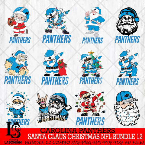 Carolina Panthers Satan Claus Christmas NFL Bundle 12 Svg Eps Dxf Png File,NFL Svg Files,Digital Download,Sublimation,Instant Download