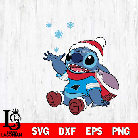 Carolina Panthers Stitch Wearing Winter Scarf Svg Eps Dxf Png File, Digital Download, Instant Download