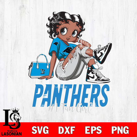 Carolina Panthers #1 Black Fan Girl Betty Boop Svg Eps Dxf Png File, Digital Download, Instant Download