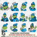 Carolina Panthers  Boujee Grinch NFL Bundle 12 SVG Eps Dxf Png File, Digital Download, Instant Download