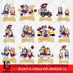 Central Michigan Chippewas Bluey & Bingo Bundle 12 SVG Svg Eps Dxf Png File, Bundle NCAA svg, Digital Download, Instant Download