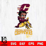 Central Michigan Chippewas Beauty Black Fan Girl Football, Svg Eps Dxf Png File, Digital Download