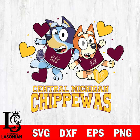 Central Michigan Chippewas Bluey & Bingo 10 Svg Eps Dxf Png File, NCAA svg, Digital Download, Instant Download