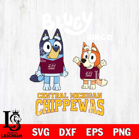 Central Michigan Chippewas Bluey & Bingo 4 Svg Eps Dxf Png File, NCAA svg, Digital Download, Instant Download