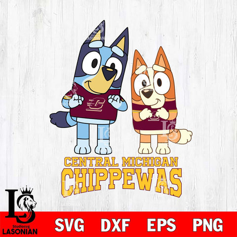 Central Michigan Chippewas Bluey & Bingo 6 Svg Eps Dxf Png File, NCAA svg, Digital Download, Instant Download