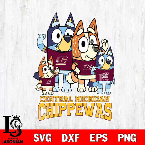 Central Michigan Chippewas Bluey & Bingo 7 Svg Eps Dxf Png File, NCAA svg, Digital Download, Instant Download