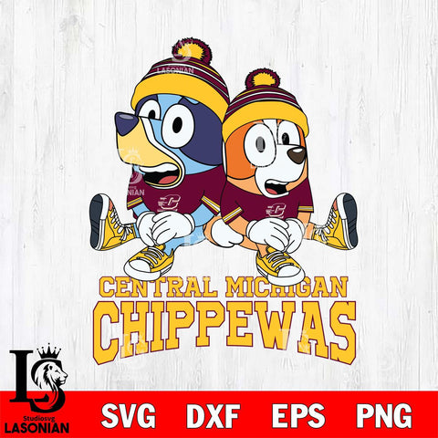 Central Michigan Chippewas Bluey & Bingo 8 Svg Eps Dxf Png File, NCAA svg, Digital Download, Instant Download