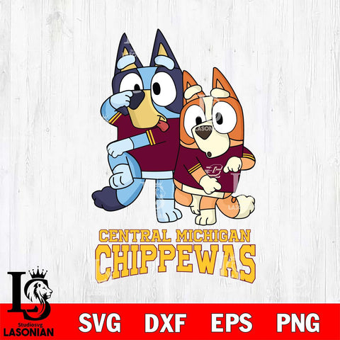 Central Michigan Chippewas Bluey Chilli Dance Mode Svg Eps Dxf Png File, Digital Download, Instant Download