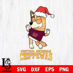 Central Michigan Chippewas Bluey Chilli Happy Christmas Svg Eps Dxf Png File, Digital Download