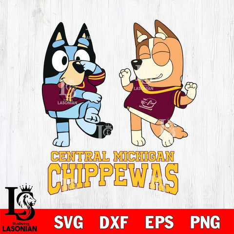 Central Michigan Chippewas Bluey Chilli Sport Svg Eps Dxf Png File, Digital Download, Instant Download