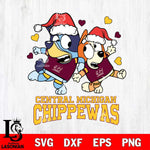 Central Michigan Chippewas Bluey Christmas NFL Svg Eps Dxf Png File, Digital Download