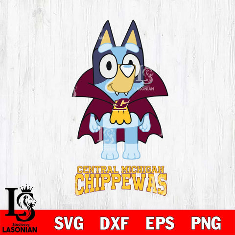 Central Michigan Chippewas Bluey Dracula Halloween Svg Eps Dxf Png File, Digital Download, Instant Download