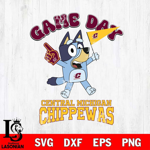 Central Michigan Chippewas Bluey Game Day Svg Eps Dxf Png File, Digital Download, Instant Download