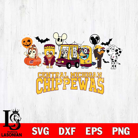 Central Michigan Chippewas Bluey Halloween Svg Eps Dxf Png File, Digital Download, Instant Download