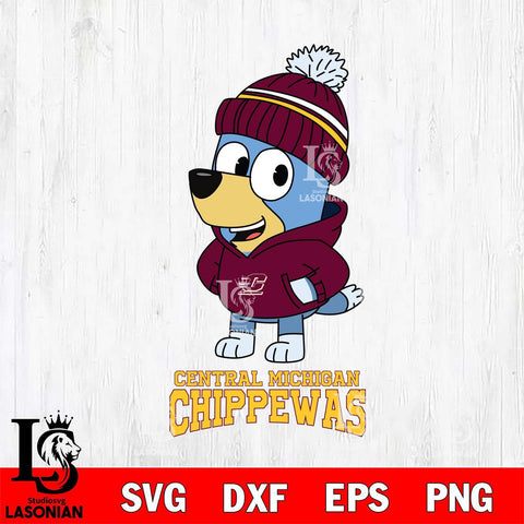 Central Michigan Chippewas Bluey Hoodie Sport Svg Eps Dxf Png File, Digital Download ,Instant Download, Cricut File