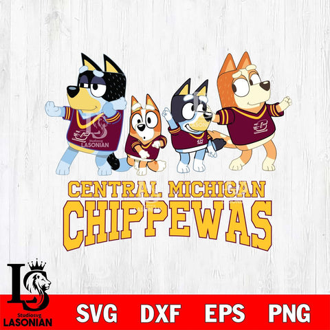 Central Michigan Chippewas Bluey Mode Dance Squats Svg Eps Dxf Png File, Digital Download, Instant Download