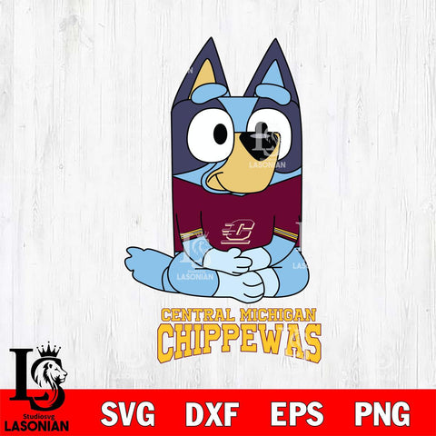 Central Michigan Chippewas Bluey Styles Football Svg Eps Dxf Png File,NCAA Svg Files,Bluey svg ,Digital Download ,Instant Download, Cricut File