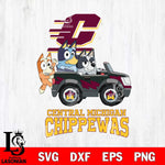 Central Michigan Chippewas Bluey friends car Svg Eps Dxf Png File, NCAA svg, Digital Download, Instant Download