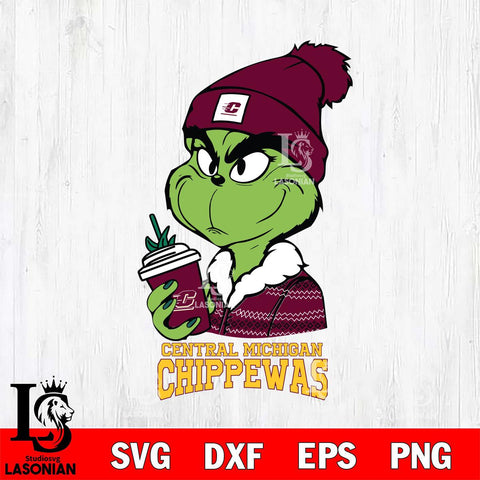 Central Michigan Chippewas Boujee Grinch Christmas Cut Files Cricut, Svg Dxf Eps Png file, Digital download , Silhouette