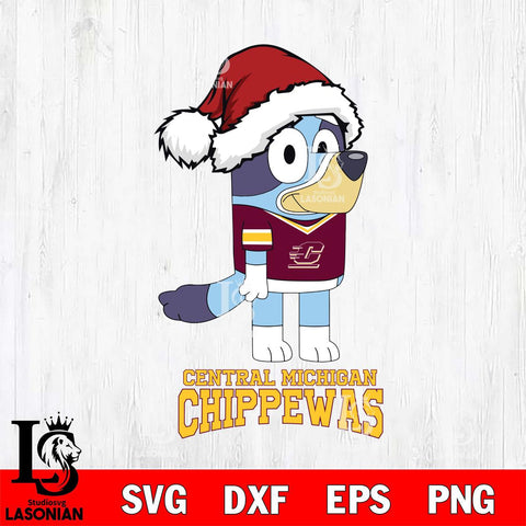 Central Michigan Chippewas Christmas Bluey Hat Cut Files,Bluey Cricut,Christmas Svg , Bluey svg , Digital Download, dxf eps png pdf file