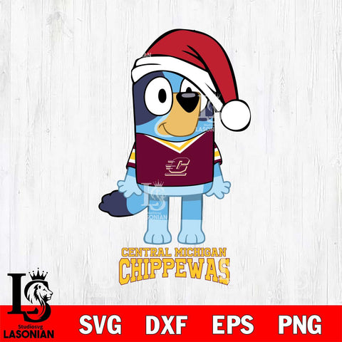 Central Michigan Chippewas Christmas Bluey Sport Cut Files,Bluey Cricut,Christmas Svg , Bluey svg , Digital Download, dxf eps png pdf file