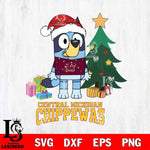 Central Michigan Chippewas Christmas Bluey Tree Sport Cut Files,Bluey Cricut,Christmas Svg , Bluey svg , Digital Download, dxf eps png pdf file