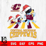 Central Michigan Chippewas Christmas Family Bluey Walking Cut Files,Bluey Cricut,Christmas Svg , Bluey svg , Digital Download, dxf eps png pdf file