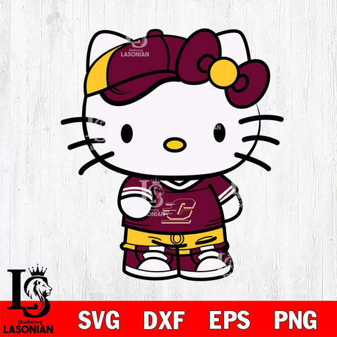 Central Michigan Chippewas Cute Hello Kitty Football 2 Svg Eps Dxf Png File, NCAA svg, Digital Download, Instant Download