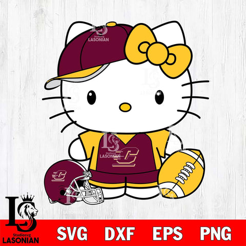 Central Michigan Chippewas Cute Hello Kitty Football 4 Svg Eps Dxf Png File, NCAA svg, Digital Download, Instant Download