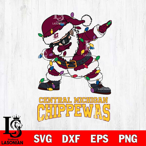 Central Michigan Chippewas Dabbing Santa Claus Ugly Christmas Svg dxf eps png pdf file,NCAA svg,Digital Download,Cricut file