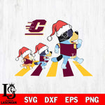 Central Michigan Chippewas Family Bluey Walking Christmas Svg Eps Dxf Png File, Digital Download, Instant Download