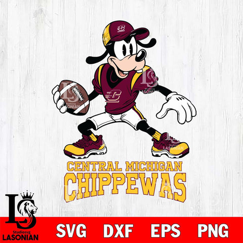 Central Michigan Chippewas Goofy Disney, Svg Eps Dxf Png File, Digital Download