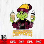 Central Michigan Chippewas Grinch 2 coffee Svg Eps Dxf Png File, Digital Download, Instant Download